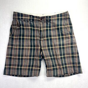 Polo Ralph Lauren Shorts Mens 37 Navy Yellow Plaid Preppy Cotton Flat Front